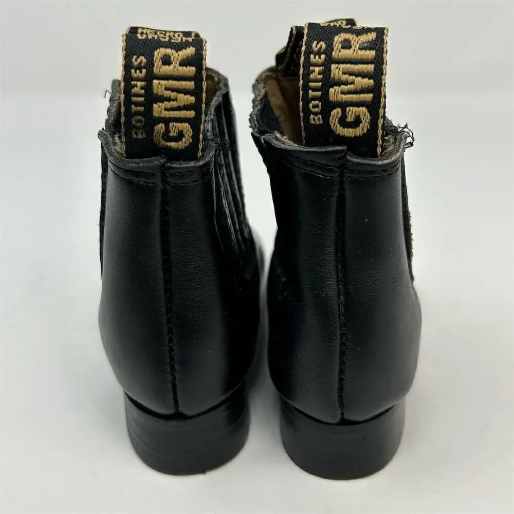 Kid's Charro Black Leather Pull On Western Ankle Boots Size 10 Casual Mexico